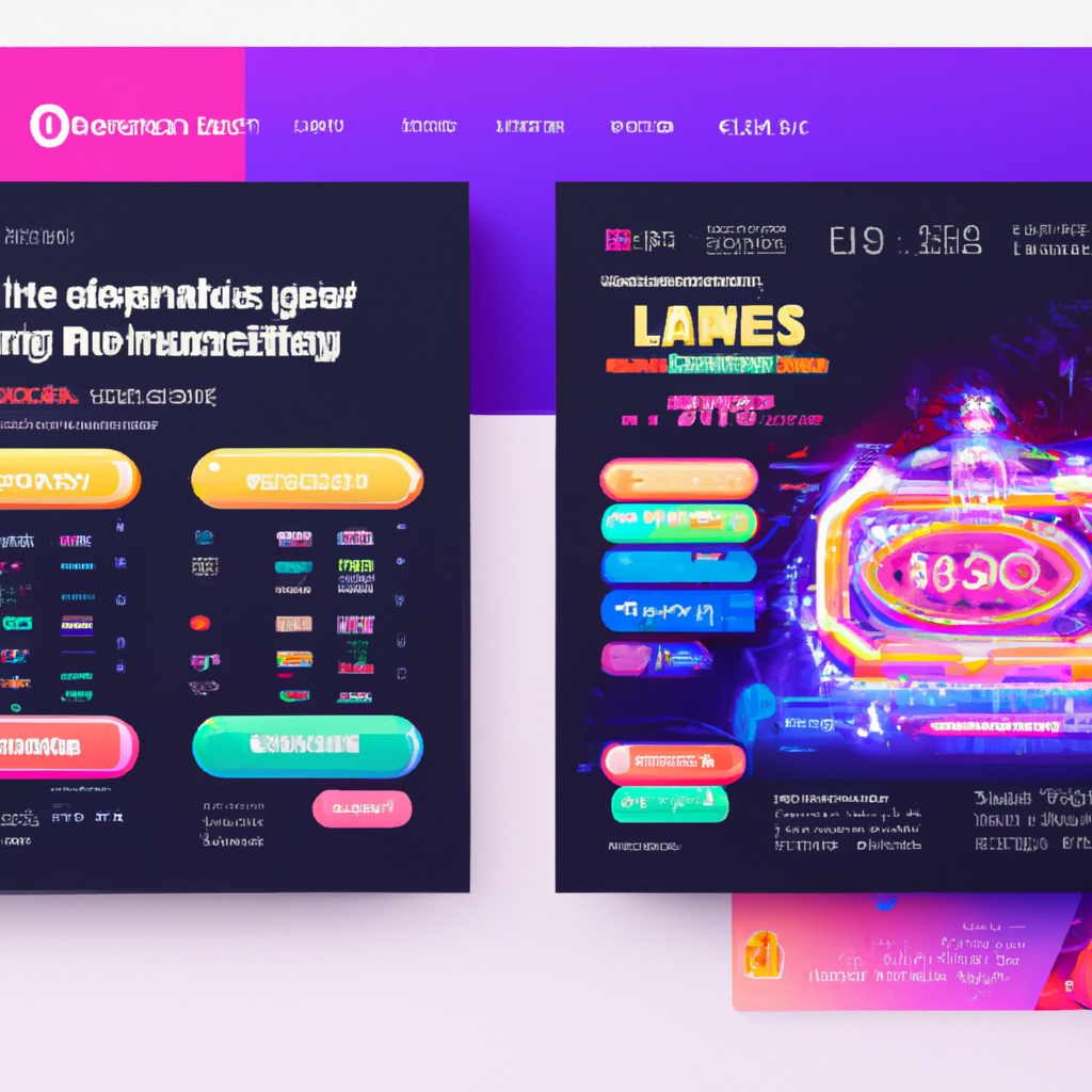 Feature preview — neon UI mock with badges and leaderboards